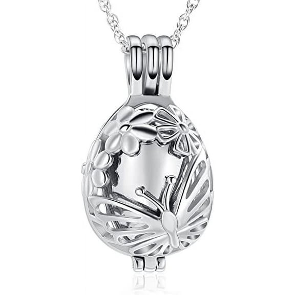 Cremation Jewelry Teardrop Butterfly Urn Necklace for Ashes For Women Men Flower Jar Urn Memorial Human Pet Ashes Hollow Pendant