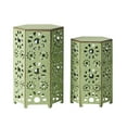thumbnail image 2 of Douglas Outdoor 12 Inch and 14 Inch Sunburst Iron Side Table Set, Crackle Green, 2 of 9