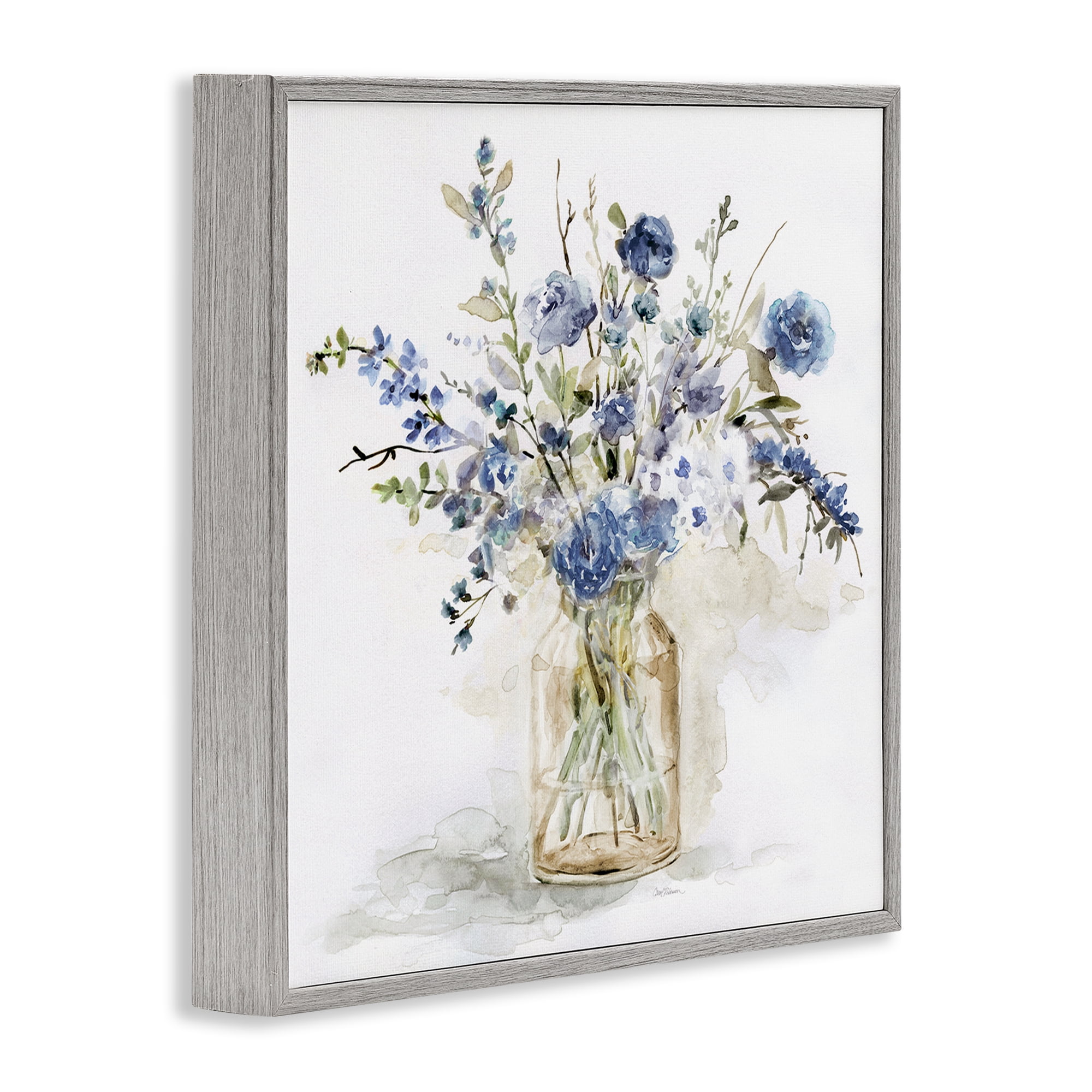 Stupell Industries Spring Floral Dollops Gray Framed Giclee Art, design by Carol Robinson