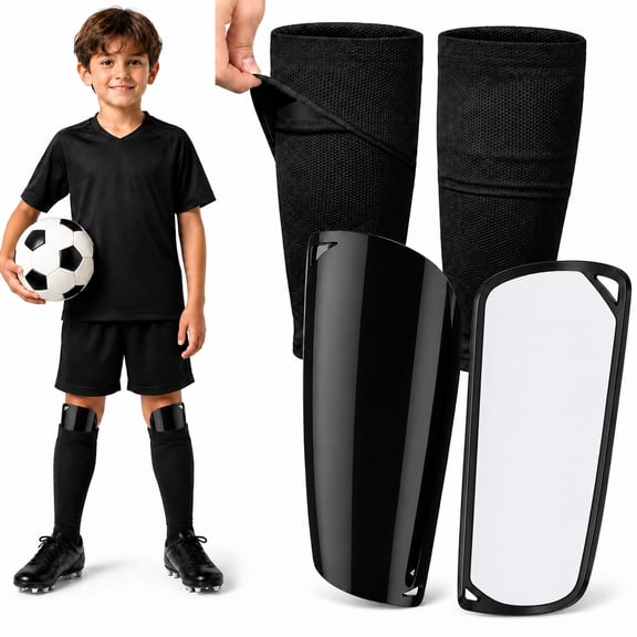 Rongsi Kids Youth Soccer Shin Guards with Sleeves, Slip in Shinguards Soccer Shin Pads for 3-15 Years Old Boys Girls Child Teens