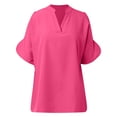 thumbnail image 4 of Women Blouses Nice Dressy Shirts for Women 4xlt T Shirts All Womens Tops Undershirt Womens Casual Summer Long Button up Shirt Woman Casual Blouse Shirt for Blouse Elegant Athletic Hot Pink L, 4 of 5