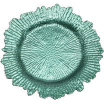 Antique Round Charger Plates, Plastic Embossed Serveware for Wedding and Event Table Settings.