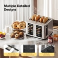 thumbnail image 6 of Toaster 4 Slices, Stainless Steel, Touch Screen for Dual Control, Digital Timer, Smart Toaster with 6 Bread Type, Wide Slot, Removable Crumb Tray, 6 of 9