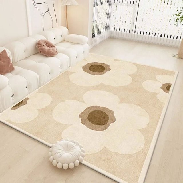 Living Room Crystal Velvet Carpet Non-slip Flower Print Area Rug Home Decoration Nordic Washroom Floor Mat Table Large Carpets My Lux Decor Round