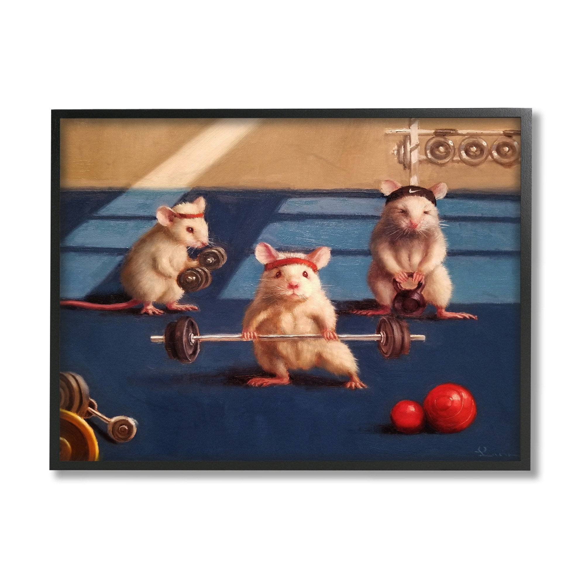 Stupell Industries Mice Lifting Weights Animal Gym Rat Humor Design by Lucia Heffernan