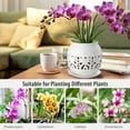 thumbnail image 2 of EFISPSSS 6 inch ceramic orchid pot with hole and tray -Peacock White, 2 of 7