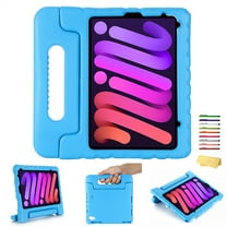 Allytechgroup Kids Case for iPad Mini 7th/6th Generation (8.3-inch, 2024/2021 Release), Tablet EVA Case with Rotating Kickstand Swivel Handle Shockproof Rugged Stand Cover, Blue
