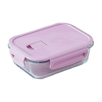 Tunhigl Microwave-Safe Glass Bento Box for Adults & Office Lunch Prep, Heated Meal Container with Fresh-Keeping Lid Pink