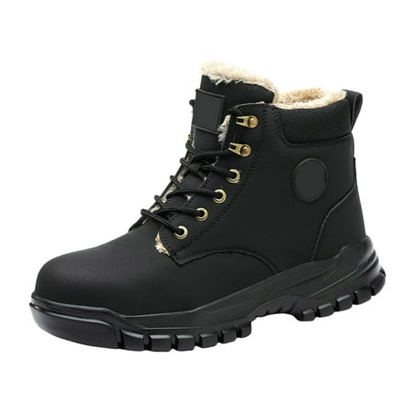 

Povozer Men s Snow Boots Waterproof Rugged Duty Outdoor Winter Boots(Black 12)