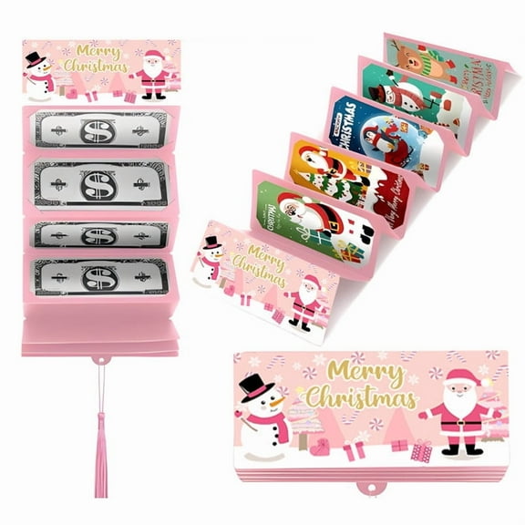 Taicans Christmas Money Gift Cards Book - 10 Slot Xmas Gift Card Holder for Surprise Party,Holiday Gift Storage with Santa & Tree Design (1 Red Envelope)