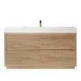 thumbnail image 2 of Huesca 60" Single Sink Bathroom Vanity Natural Oak Wood White Top No Mirror, 2 of 12
