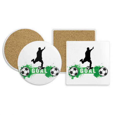 

Penalty Soccer Football Sports Text Coaster Cup Mug Holder Absorbent Stone Cork Base Set