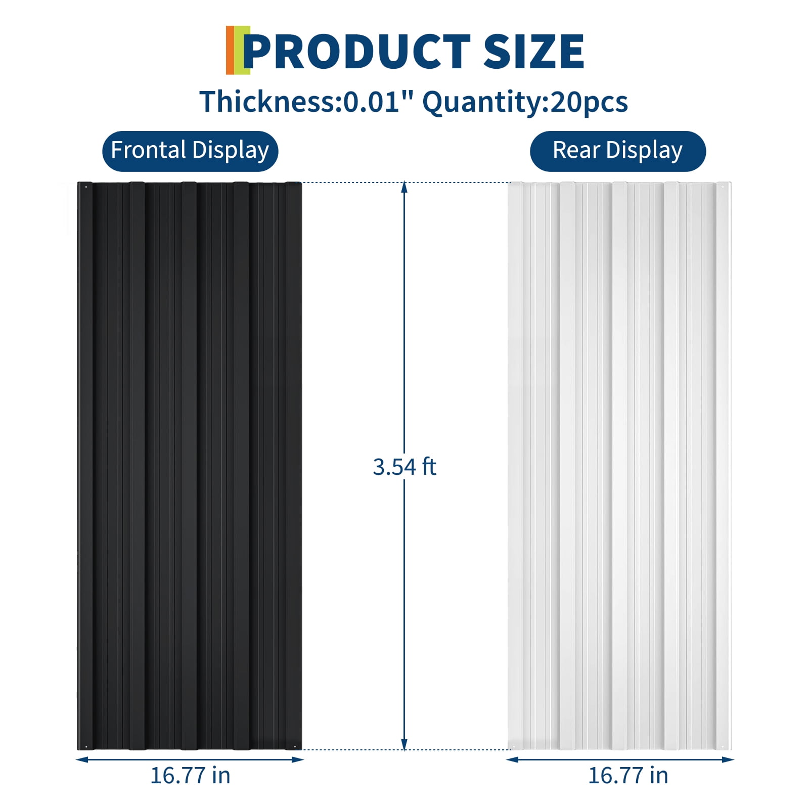 20 Pcs Metal Roofing Panels, 3.54 Ft Corrugated Galvanized Steel Roofing Panels, Heavy Duty Metal Siding Panels with Screws for Pergola, Gazebo, Shed, Outdoor Storage, Chicken Coop, Patio,Garages