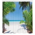 thumbnail image 3 of Ambesonne Ocean Shower Curtain, Palm Leaf Tropical Beach, 69"Wx84"L, Green Sky Blue White, 3 of 3