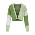 thumbnail image 2 of BiZtdJrK Cropped Cardigan for Women Color Block Long Sleeve Open Front Sweater Cardigans Fashion Knit Sweaters Outwear Green S, 2 of 5