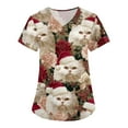 thumbnail image 6 of Wutalume Women's Holiday Print Medical Uniform Set, Short Sleeve V-Neck Top with Pockets and Pants, Nurse Scrub Outfit,Complexion M, 6 of 6