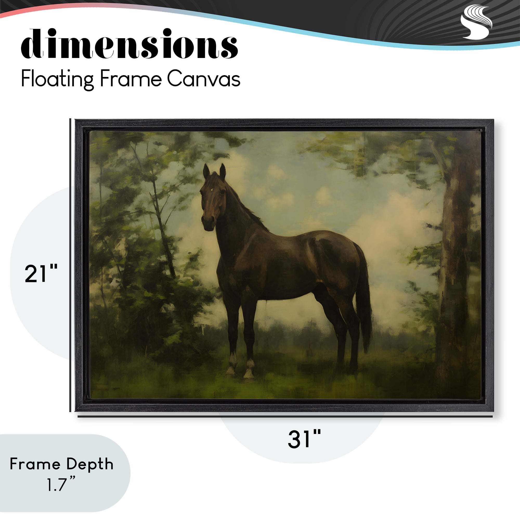 Stupell Industries Forest Horse Portrait Black Framed Floater Canvas Wall Art, design by Petal Prints Design