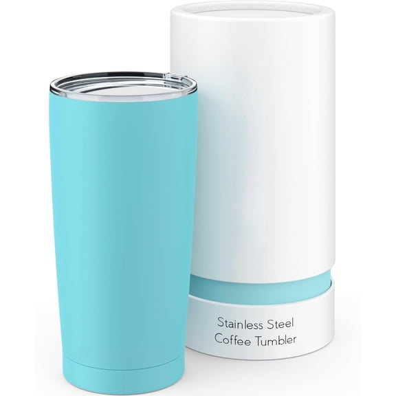 Coffee Tumbler - 20 oz Insulated Travel Coffee Mug, Spill Resistant Stainless Steel Large Coffee Cup with Lid for Hot & Iced Drinks - Aquamarine
