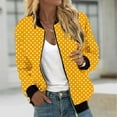 thumbnail image 5 of Holzkary Women's Zip Up Sweatshirts Jackets Long Sleeve Casual Loose Outwear with Pockets Women's Jacket Lightweight Zip Casual Jacket Printed Coat Stand Collar Cropped Coat Yellow Xxl, 5 of 9