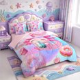 thumbnail image 2 of Manfei Axolotl Pattern 7-Piece Twin Bedding,Kawaii Amphibian Bedding Comforter Set,Pink Reversible, 2 of 7