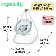 Ingenuity SimpleComfort Baby Swing, Infants, Blue/Green, Vibrating Seat, Multi-Direction, Compact, Everston