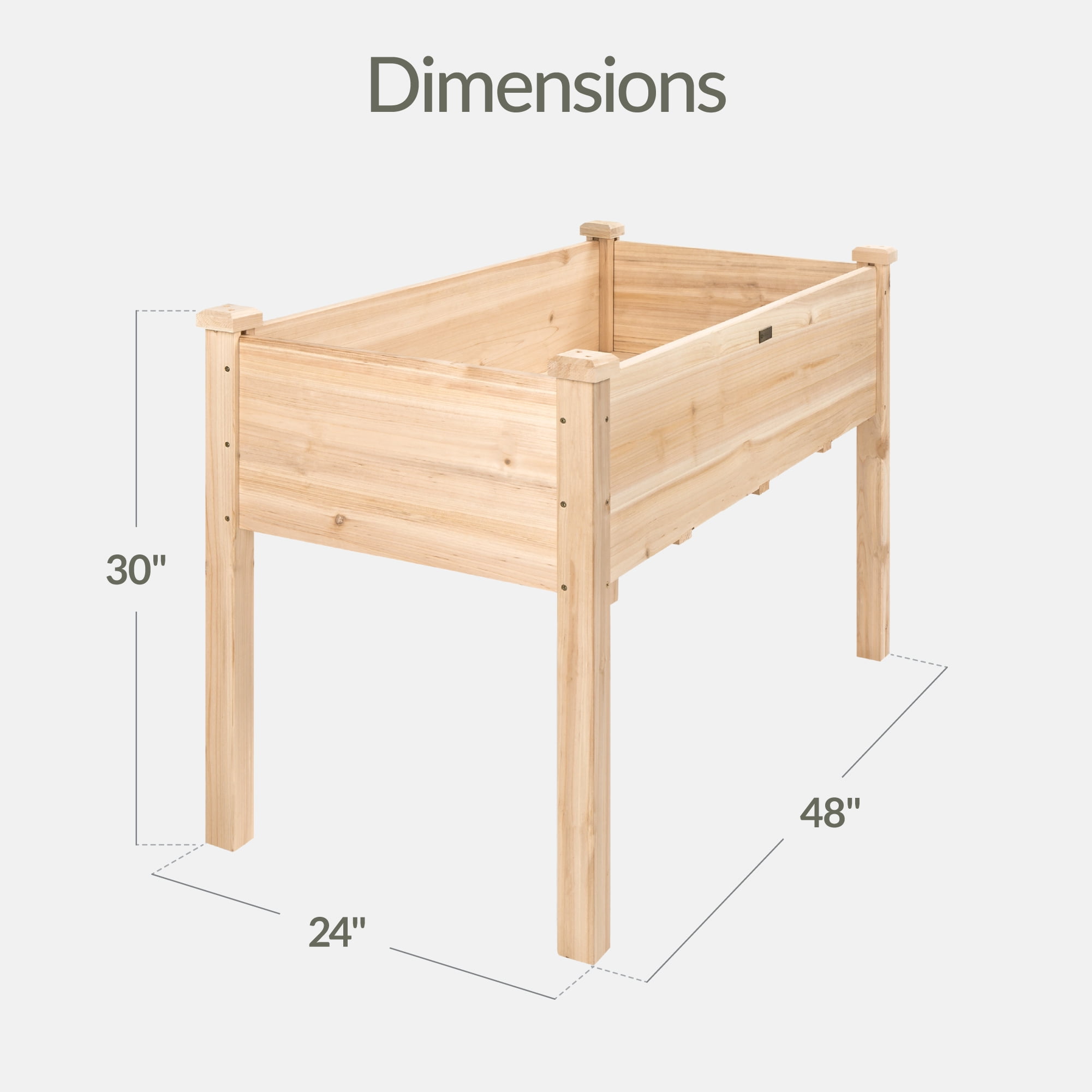 Best Choice Products 48x24x30in Raised Garden Bed, Elevated Wooden Planter for Yard w/ Foot Caps, Liner - Natural