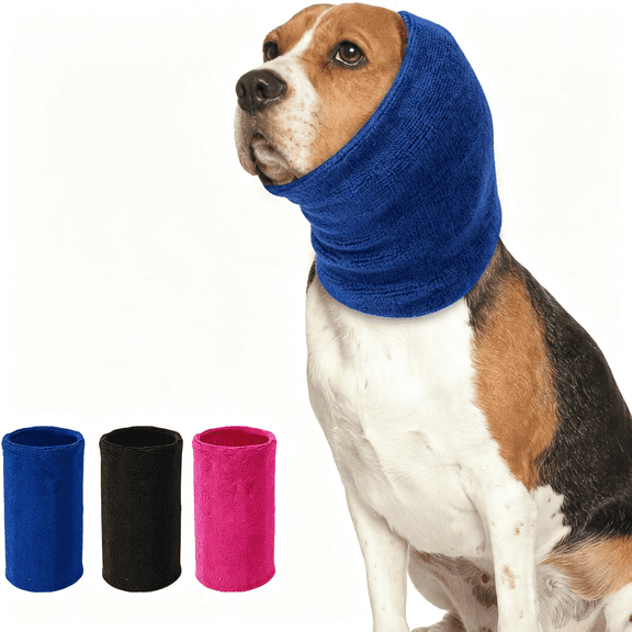 GASTROPOD Dog Ear Muffs Noise Protection, Dog Calming Hoodie Cat Anxiety Relief Ear Wrap, Double Layer Thickened Soft Elastic Neck Head Cover Noise Cancelling for Grooming,Force Drying,Fireworks
