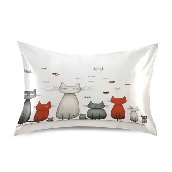 Ryvnso Satin Pillowcase Cartoon Cat Pillow Cases Standard Size 26x20in