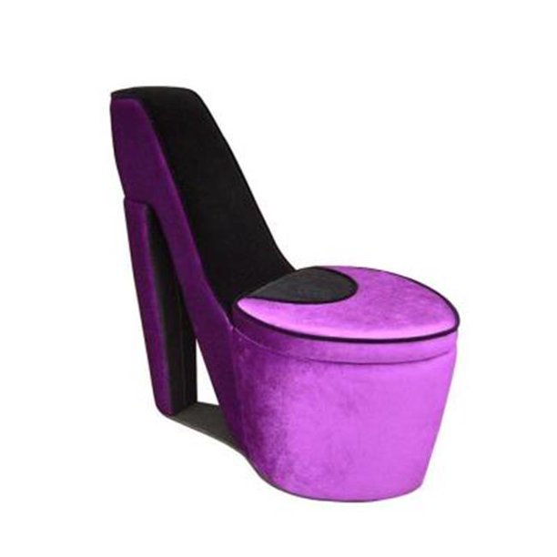 ORE International HB4357P Purple & Black High Heel Storage Chair