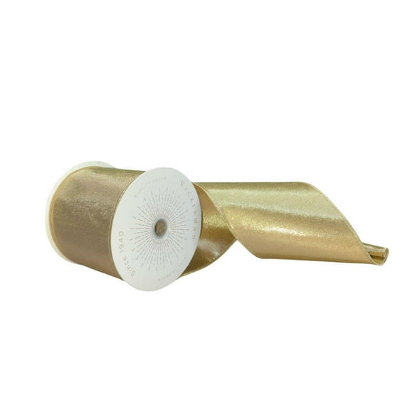 Vickerman QTX24045 4 in. x 10 yards Metallic Christmas Ribbon, Gold