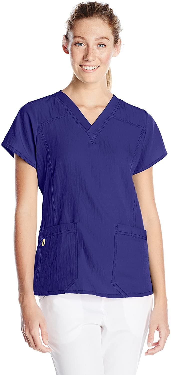 WonderWink Women's Four Stretch Sporty VNeck Scrub Top, Galaxy Blue