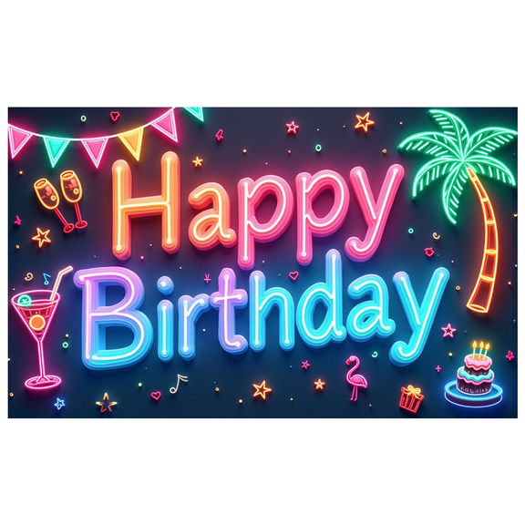 Neon Lights Birthday Banner Party Decoration Happy Birthday for Birthday Celebration Kids Party Indoor Decoration