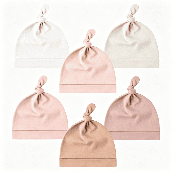 XIBUFE 6 Pack Baby Newborn Hats,Beanie Hat for Infant Girl Boy,0-6 Months Buttery Soft & Stretchy Fabric,Knot Design & Breathable,Machine Washable,Preemie & Newborn Hospital Hat