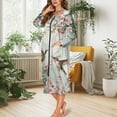 thumbnail image 5 of Yuyamidu Hummingbird Flower Zipper Front Bathrobe for Women Sexy Long Sleeve Gowns Sleepwear Size 2XL Spa Robes Womens Pj Loungewear Lightweight Crewneck House Coats, 5 of 7