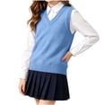thumbnail image 2 of XRoczxe Kids V‑Neck Knit Vest, Unisex Boys Girls Solid‑Color Sleeveless Sweater Vest, Preppy School Casual Layering Tank Top, 2 of 7