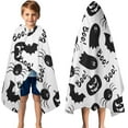 thumbnail image 3 of Halloween Black Ghosts Bats and Pumpkins Hooded Bath Towel，50"x30" for Ages 3 To 12 Kids, Quick Dry Lightweight Soft Microfiber Hood Beach Towel Cover Up for Kids, 3 of 7