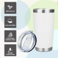 thumbnail image 3 of Vaso de 20 Oz con Tapa, Vasos Aislados de Acero Inoxidable, Vaso de Café de Viaje, Vaso de Agua Aislado Al Vacío de Doble Pared a Granel para Mujer, Hombres, Ella, Él, Oficina en Casa (Blanco), 3 of 8