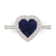 thumbnail image 2 of 2.27ct heart cut blue sapphire 14k 2 tone gold halo Bridal Wedding Engagement Promise Anniversary Ring for Women size 4.5, 2 of 7