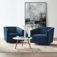 thumbnail image 2 of Accent Chair, Set of 2, Velvet, Dark Blue, Modern Contemporary Urban Design, Living Lounge Room Hotel Lobby Hospitality, 2 of 7
