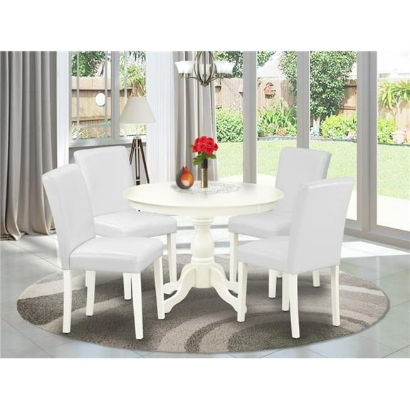 East West Furniture  5 Piece Hartland Dining Table Set - Linen White