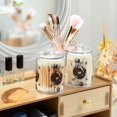 thumbnail image 3 of Yayeee 2 Pack Qtip Holder Bathroom Cotton Swab Canister with Lid Clear Dispenser Set, Beige Astronaut Planet, 3 of 6
