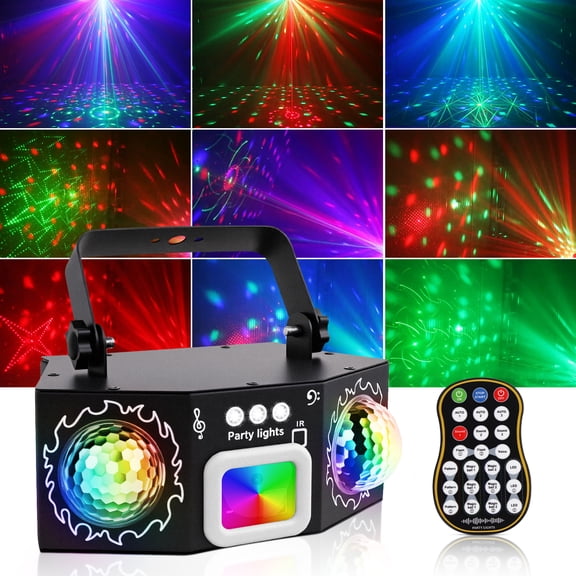 Disco Light with Dual Disco Balls, Sound Activated Party Lights RGB Strobe Stage Effect Light for DJ KTV Club Christmas