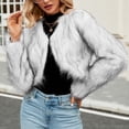 thumbnail image 2 of BiZtdJrK Hoy Oferta Flash Faux Fur Jackets for Women Winter Cropped Shaggy Warm Cardigan Jacket Solid Long Sleeve Open Front Loose Fit Coats White L, 2 of 9
