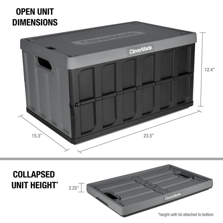 CleverMade Collapsible Crates Fold Down Small for Storage