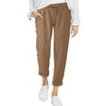 thumbnail image 1 of Gibobby pantalones cargo mujer Pantalones de pierna ancha de cintura alta para mujer Pantalones elásticos con cordón de moda Pantalones largos de pierna recta cómodos con bolsillos (Caqui, S), 1 of 5