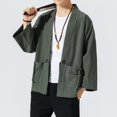 thumbnail image 4 of Casual Jackets for Men 2025 Japanese Lightweight Loose Linen Cardigan Jacket with Pockets Outerwear Coat, 4 of 7