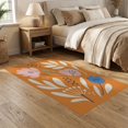 thumbnail image 2 of ODIKA 5'x7' Orange Vibrant Floral and Botanical Washable Area Rug Elegant Daisy Motifs with Modern Artistic Touch for Dining Room, Under Table, Home Office, Non-Slip Chair-Friendly, 2 of 7