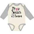 thumbnail image 3 of Inktastic My 1st Soccer Season Girls Long Sleeve Baby Bodysuit, 3 of 5