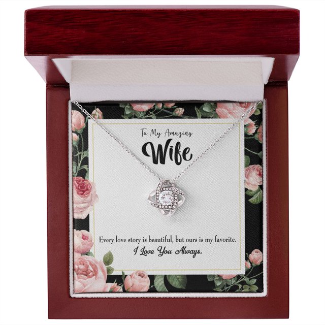 À Ma Femme Notre Histoire Infini Noeud Collier Message Carte