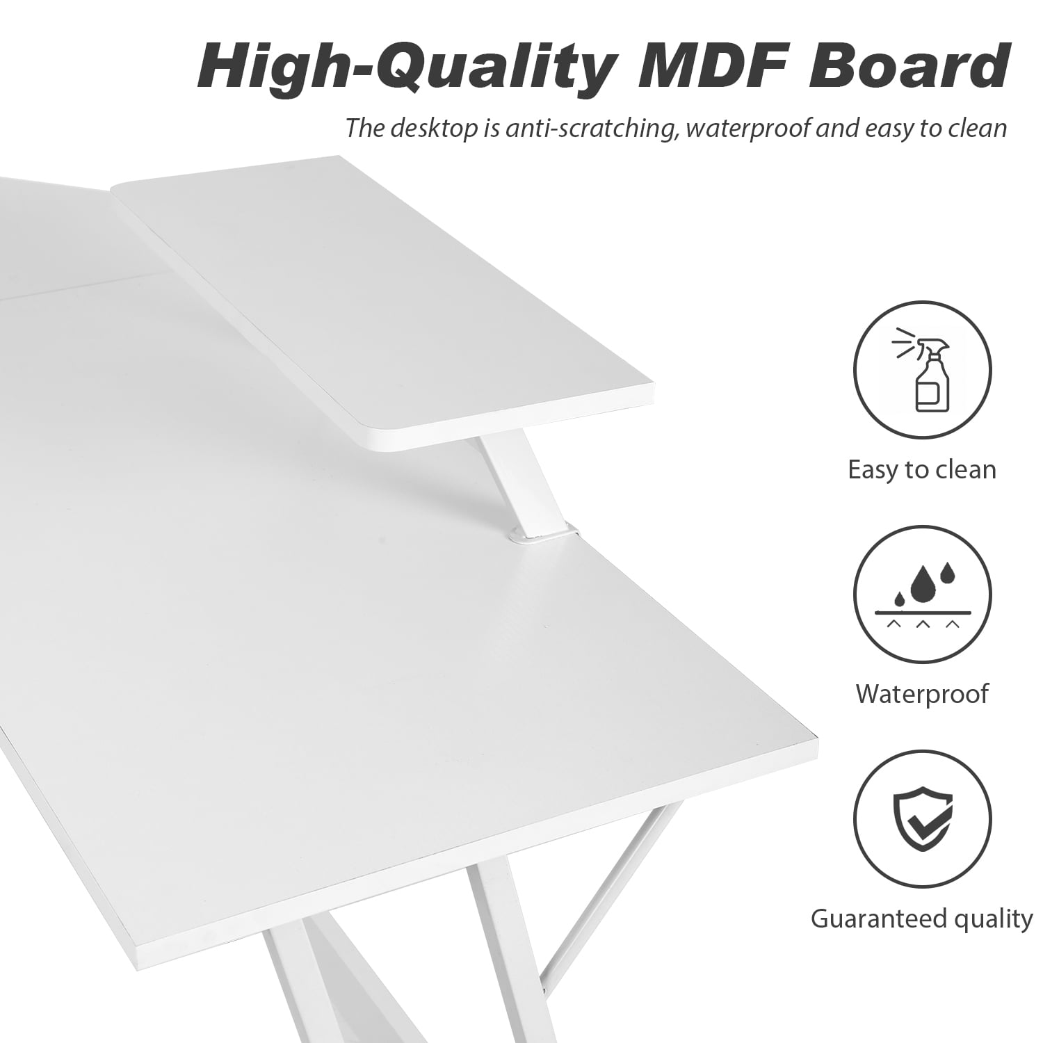 PayLessHere L Shaped Desk Corner Gaming Desk with Large Desktop Studying Working Desk, White